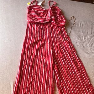 Strip wide leg cami jumpsuit